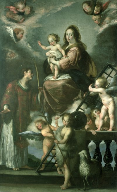 Madonna col Bambino con il piccolo San Giovanni Battista e San Lorenzo e angeli, 1629 da Bernardo Strozzi